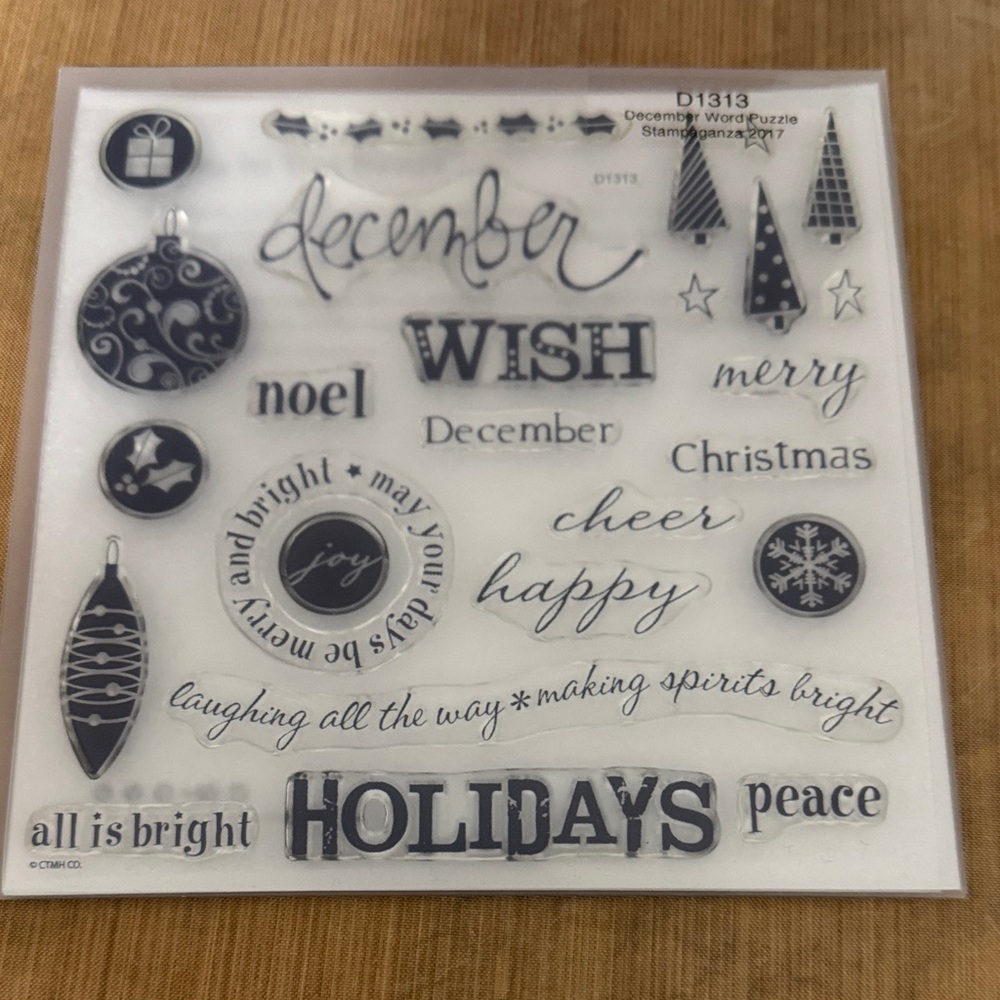 December Holidays Clear Stamp Set - Black Holiday Phrase Stamps